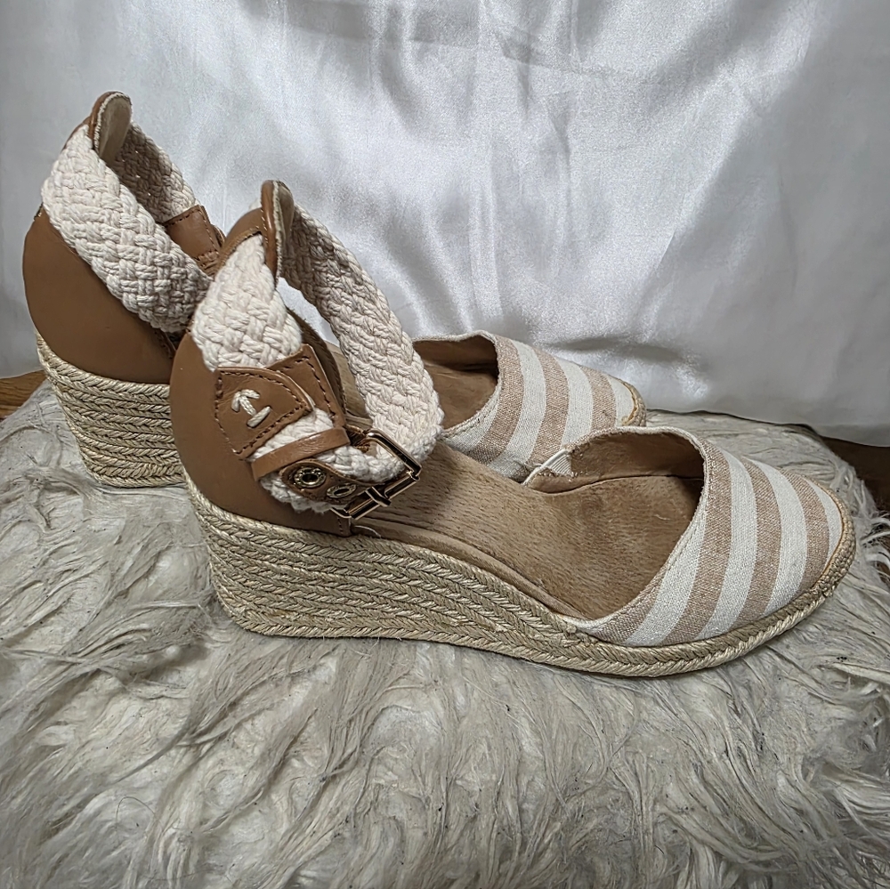 Sperry / Tan and Cream Valencia Espadrille Wedges - Picture 3 of 7